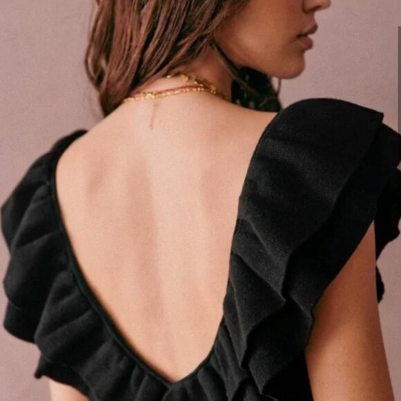 SÉZANE Isabella Wool-Blend Rib Knit Bodysuit, Black - Picture 2 of 5